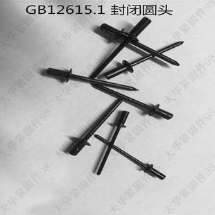 封闭黑色抽芯铆钉 黑色封闭拉钉 封闭型圆头抽芯铆钉 T12615.1