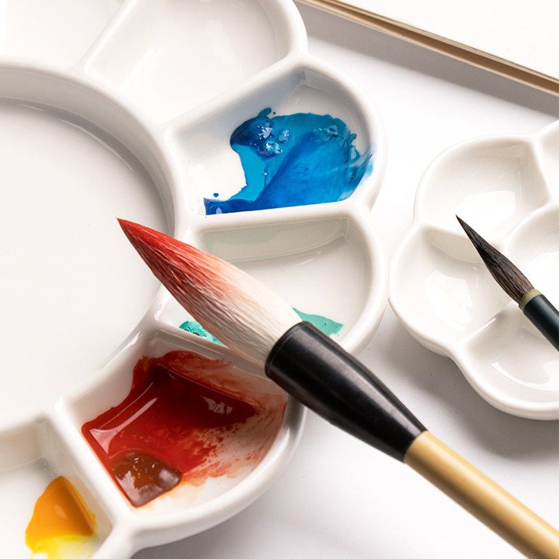 湖颖调色盘儿童美术生专用油画画盘水粉s颜料丙烯易清洗专用盘工