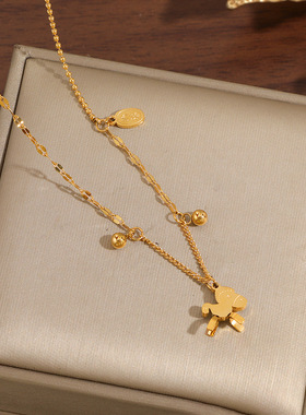 2026年新款马上有钱项链女钛钢招财纳福金吊坠轻奢时尚颈链不掉色