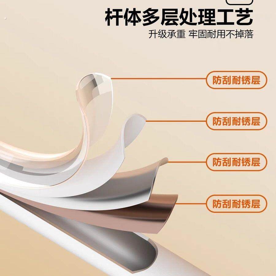 加粗免打孔伸缩杆浴室晾衣杆窗帘杆居家多功能置物杆架