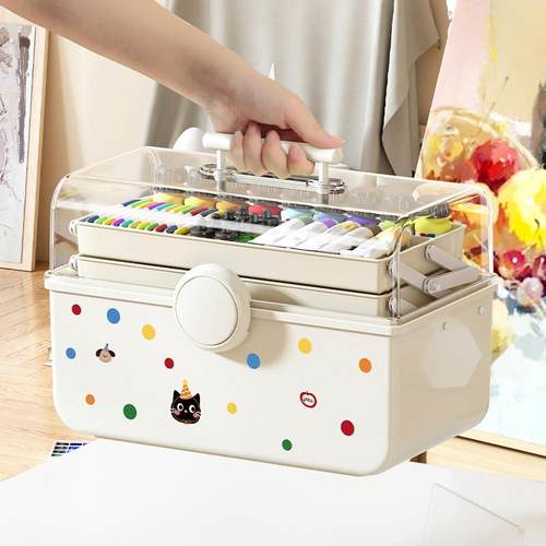 美术工具箱小学生儿童绘画专用整理箱13寸15寸16寸颜料画笔收纳盒