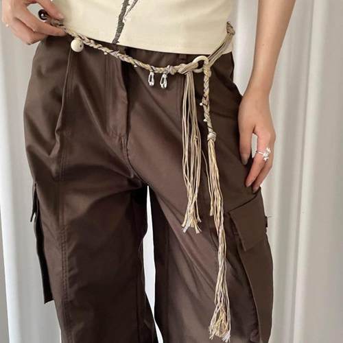 小众设计手工麻绳编织腰链散珠吊坠系带腰绳流行多功能配饰链项链