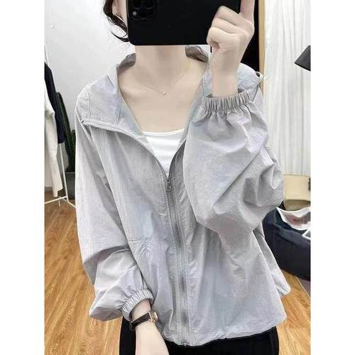 夏季薄款连帽宽松防晒衣女2025韩系防紫外线上衣防晒开衫百搭外套