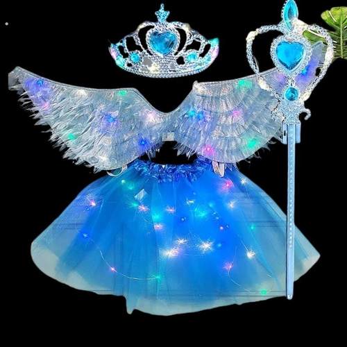 发光天使翅膀小女孩背饰闪光玩具奇妙仙子魔法棒花仙儿童玩具