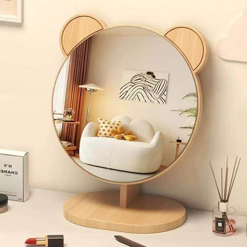 镜子化妆镜家用台式桌面梳妆镜木质高级感梳妆台大镜子宿舍可折叠
