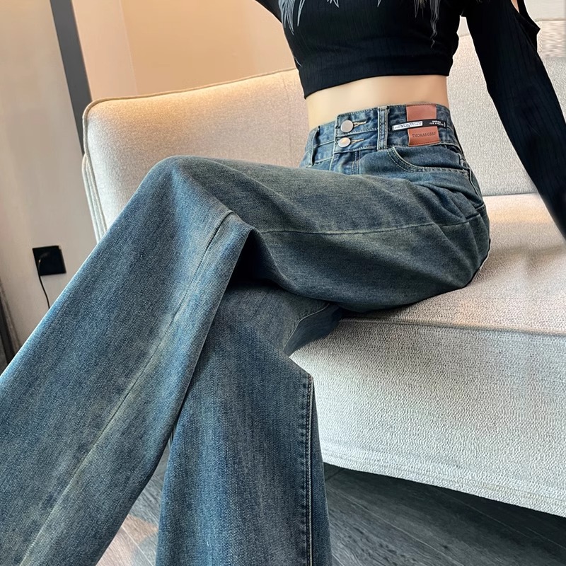 2025年春季新款高腰窄版牛仔裤女