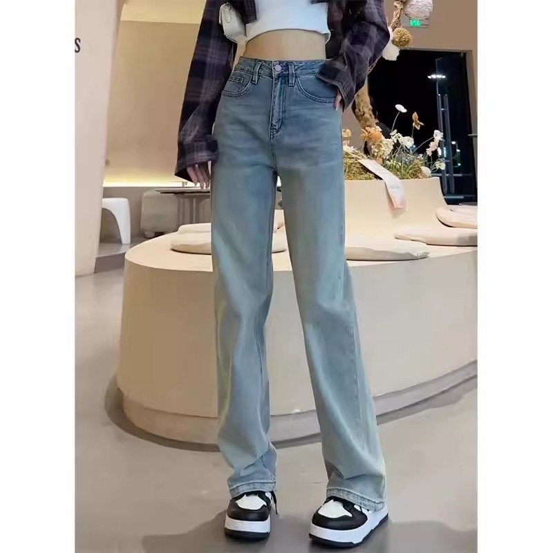 2025春季新款窄版阔腿牛仔裤女