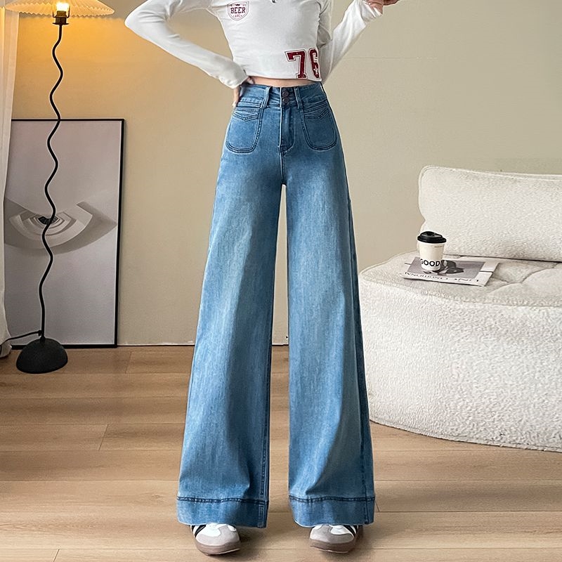 2025年春季新款阔腿微喇牛仔裤女