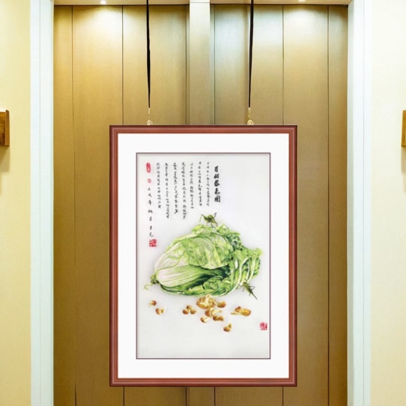 苏绣成品挂画苏州苏绣玄关装饰画玄关多图案定制刺绣品装裱实木框图片