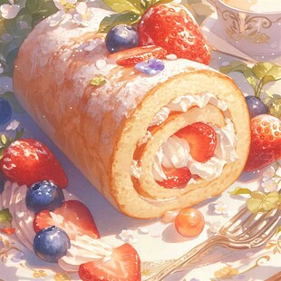 水果蛋糕卷2024新款钻石画满钻客厅十字绣小幅点贴钻卧室现代餐厅