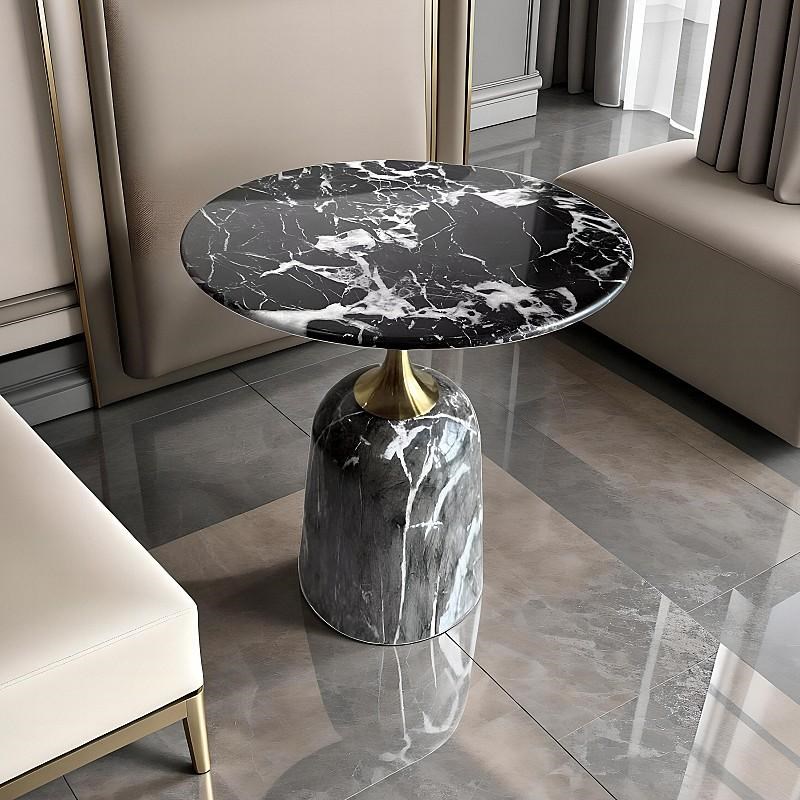 天然大理石沙发边几客厅奢石小桌子阳台创意圆形角几精致休闲茶几