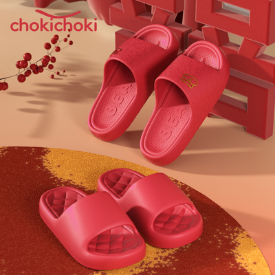 chokichoki红色拖鞋夏季结婚陪嫁节日喜庆新婚家居室内情侣拖鞋