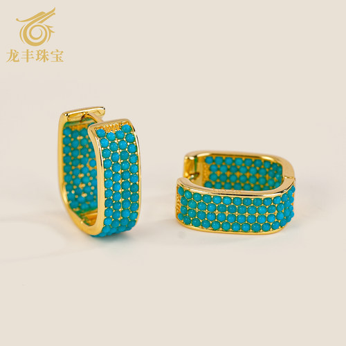 天然绿松石正品美松小米珠耳环