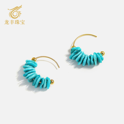 绿松石籽料耳钉女款高级感