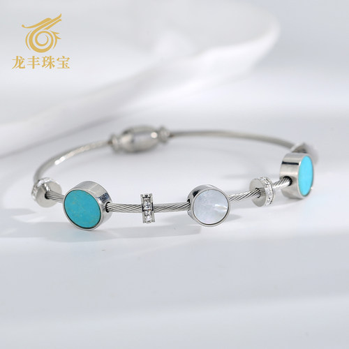 正品天然绿松石圆珠手链女款高级