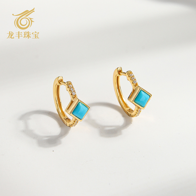 龙丰绿松轩s925银珠宝耳环