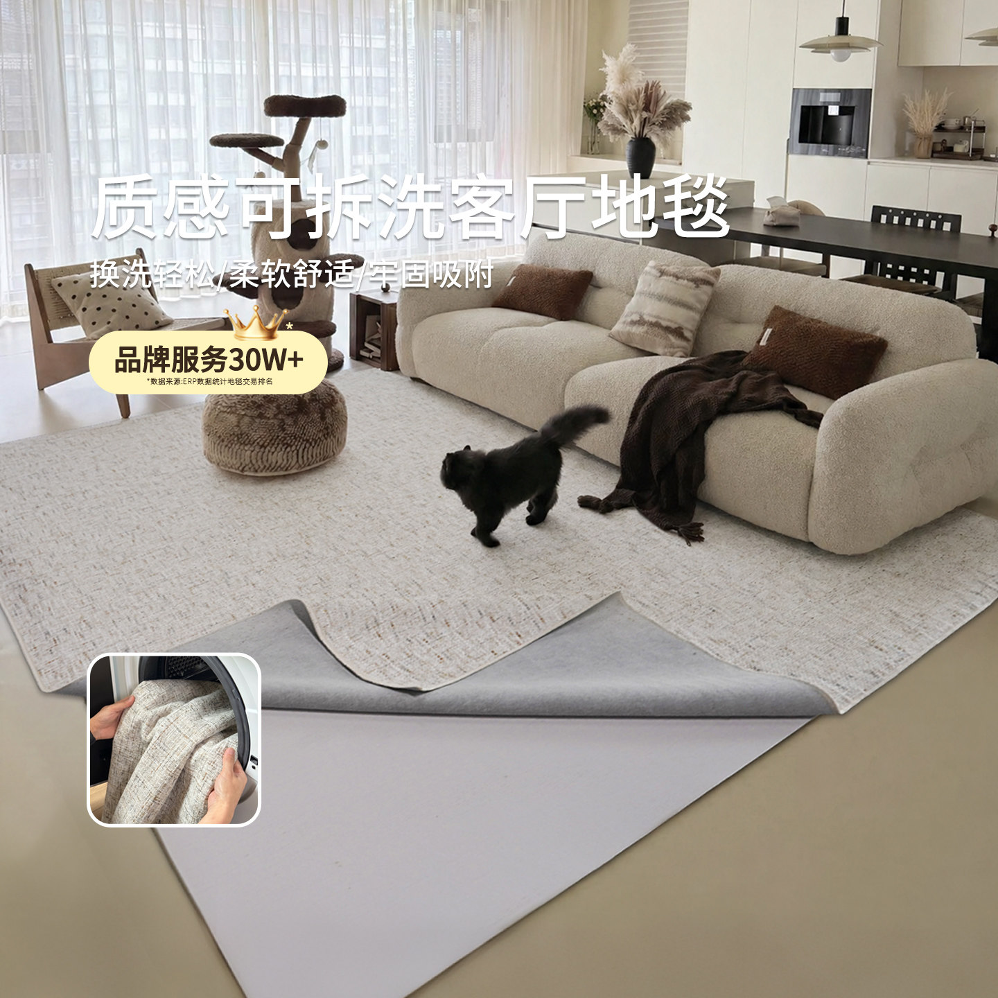 可拆洗地毯客厅可机洗温馨布置