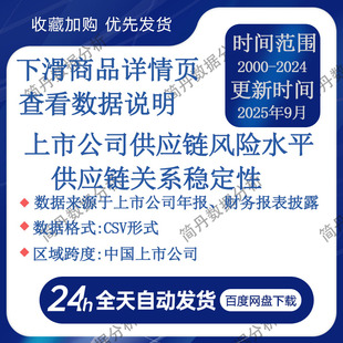 上市公司供应链风险水平供应链关系稳定性数据附原始数据与代码