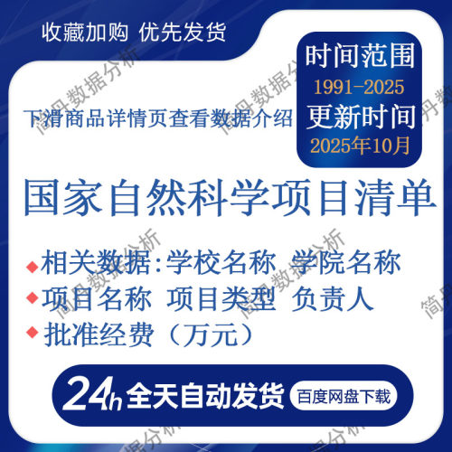 国家自然科学项目清单数据（1991-2025年）