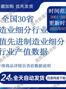 全国30省制造业细分行业产值先进制造业细分行业产值2001-2022年
