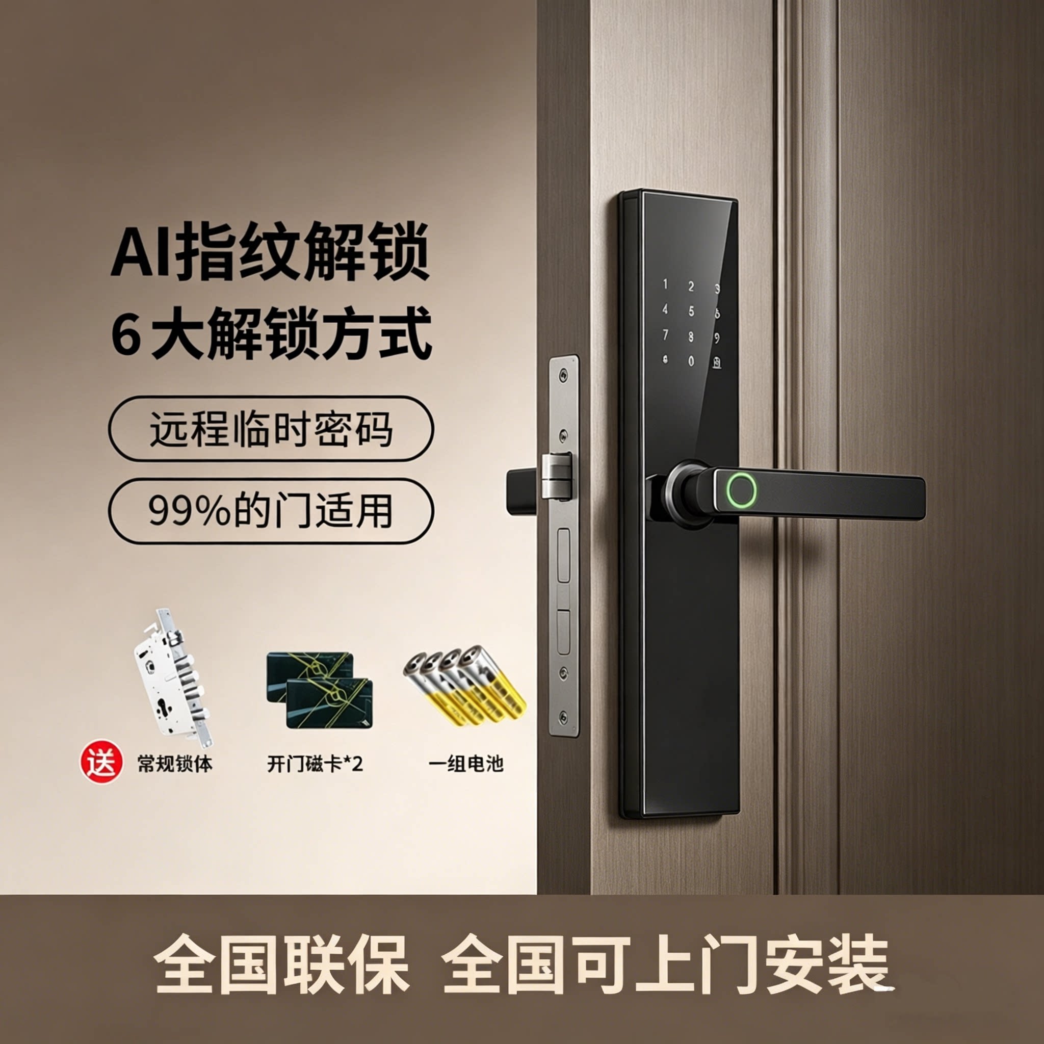 新款2026智能门锁指纹密码锁家用