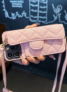 适用于三星A42手机壳A34菱格A32零钱包A30S手提绳GalaxyA35插卡套红A20E挂绳A25小众A21S硅胶A23小香风