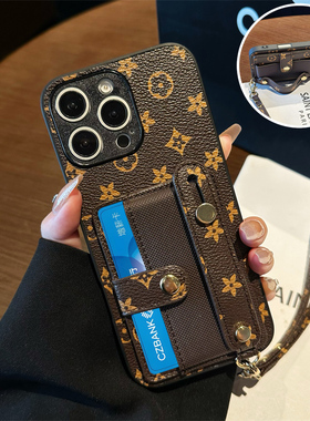 适用vivoV27e手机壳V27Pro腕带V25e手绳V23e插卡套V21s支架V21e卡夹V21零钱包V25小众V23时尚防摔创意保护套