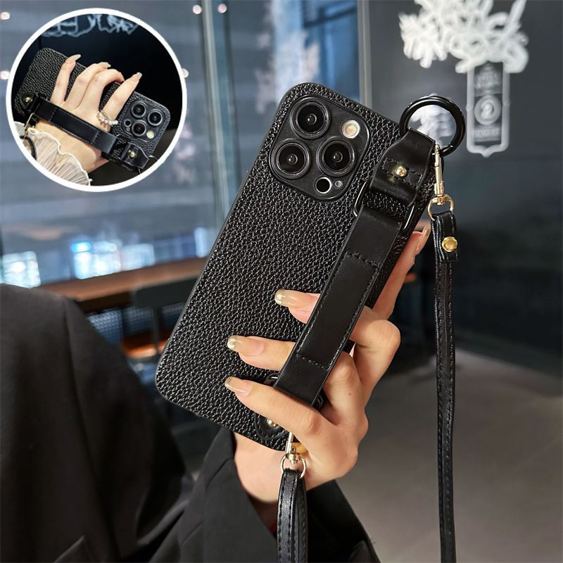 适用realme12pro手机壳11/10/5手腕带真我GT2斜跨绳11Pro支架Neo6se荔枝纹Q3复古Neo闪速版小众GT2大师探索版