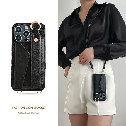 坎宁安适用于vivo y300i手机壳y200支架y100pro插卡套y77e腕带y35M斜跨绳y76s男女y33s小众y12简约y19荔枝纹