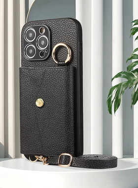 适用于荣耀400pro手机壳300lite插卡套200/90GT斜跨绳80se补妆镜100公交卡60零钱包x50i化妆x40高级V30放卡