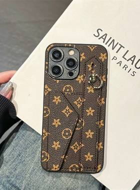 适用三星S25Ultra手机壳S24插卡套腕带S23+支架S21FE商务A55秋冬款a34便携A60s小众a25皮质a35高级感S20新年