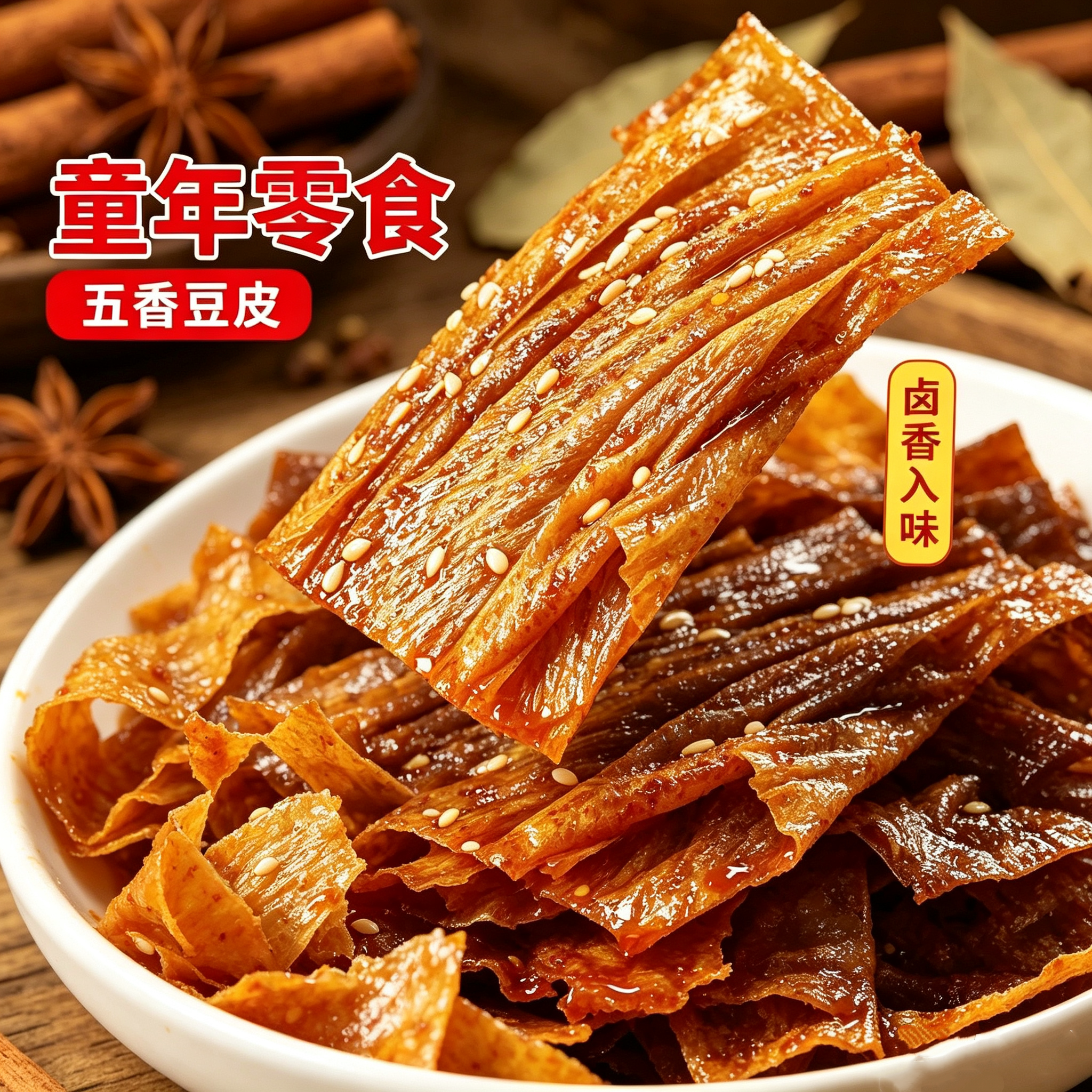 怀旧香辣五香手撕豆皮片零食