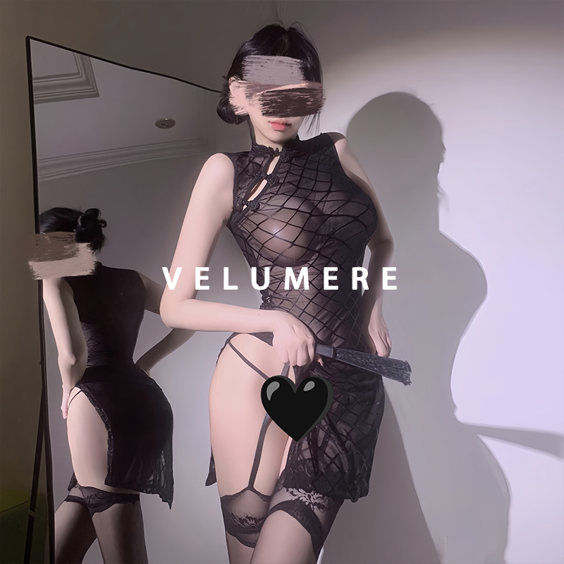 雾岛「一网情深」性感小胸新中式旗袍制服高开叉包臀睡裙