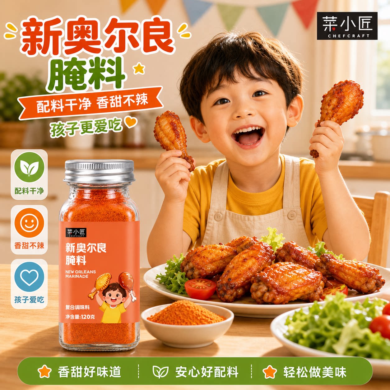 儿童正宗奥尔良腌料无添加家用蜜汁烤鸡翅腌料奥尔良粉官方旗舰店