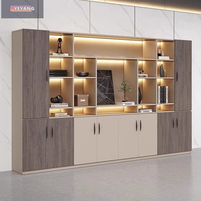 轻奢书柜办公室档案柜资料柜板式客厅储物收纳柜背景文件柜木质