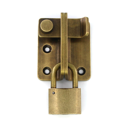 中式木门锁扣搭扣老式家用推拉门锁插销纯铜门扣门栓Y锁鼻锁具挂