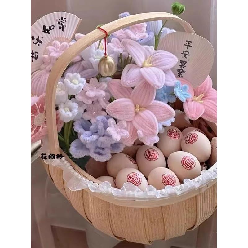 鸡蛋篮子扭扭棒花束创意diy手工材料包自制送闺蜜送朋友月子礼物