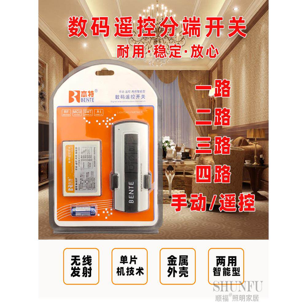 客厅灯三段遥控开关优质分段电路两路三路一路四路数码分组器本特