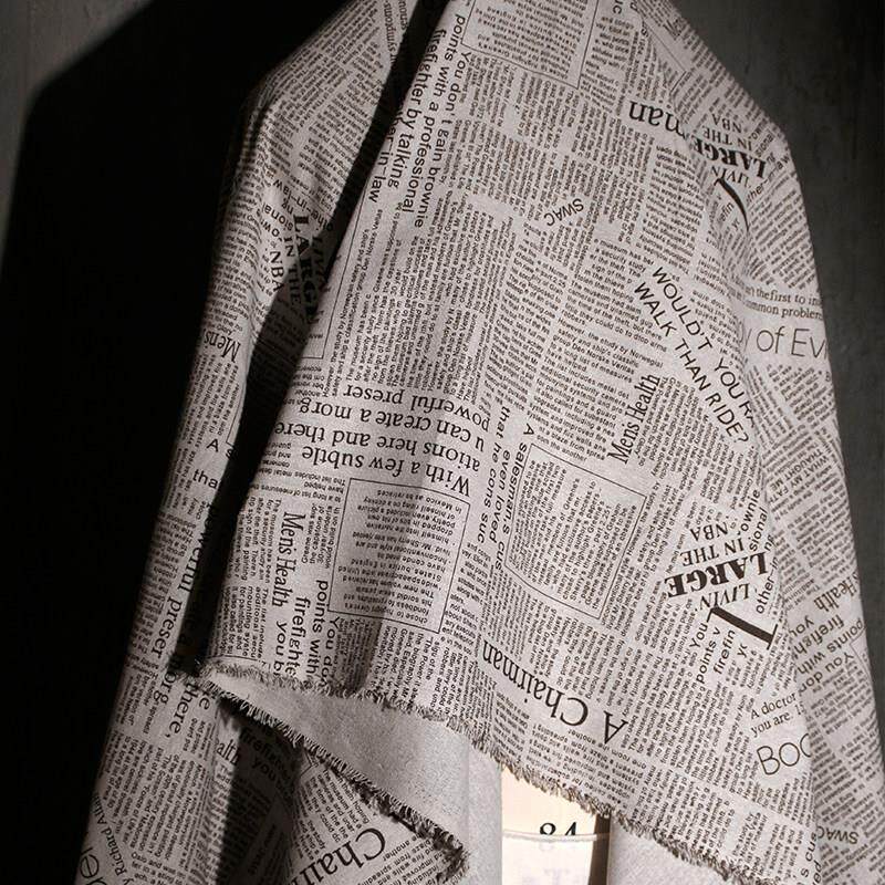 复古英文字报纸纹理布料服装设计师面料手工diy窗帘桌布背景布料