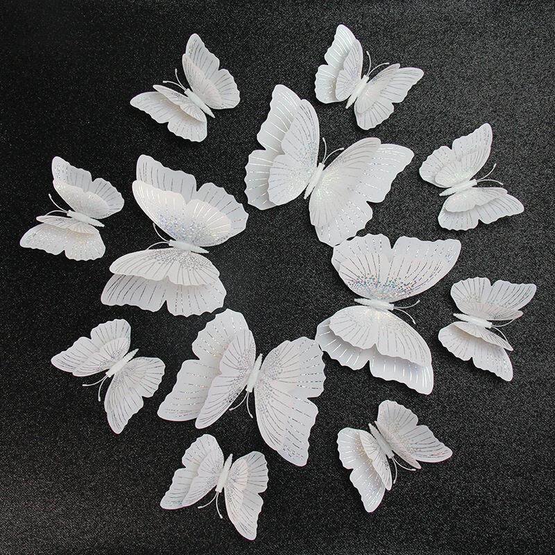 仿真蝴蝶3D立体创意墙贴塑料假蝴蝶磁性冰箱贴客厅卧室婚庆橱窗装