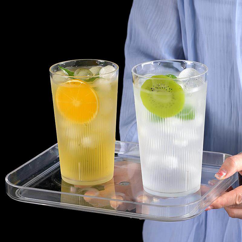 耐摔亚克力水杯啤酒饮料杯磨砂塑料创意商用可叠放港式茶餐厅杯子