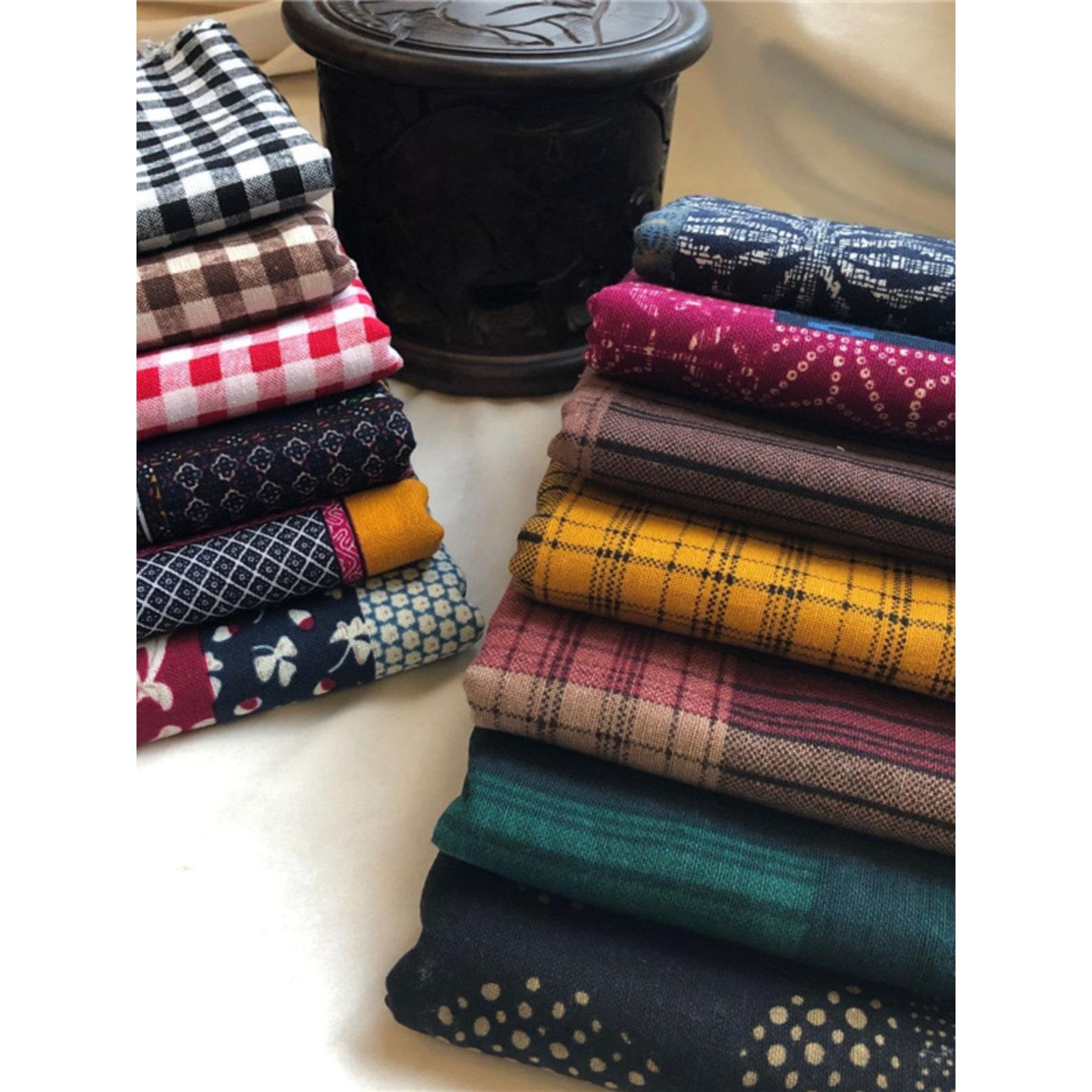 棉布格子面料 服装装饰手工布料印花花布  纯棉麻布 格子条纹