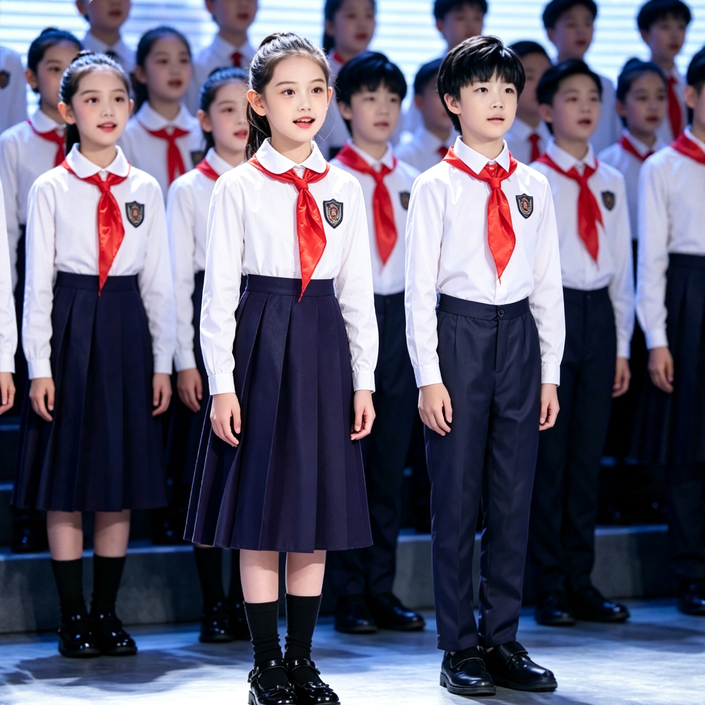 国庆儿童合唱演出服小主持礼服中小学生朗诵舞台演讲比赛表演服装