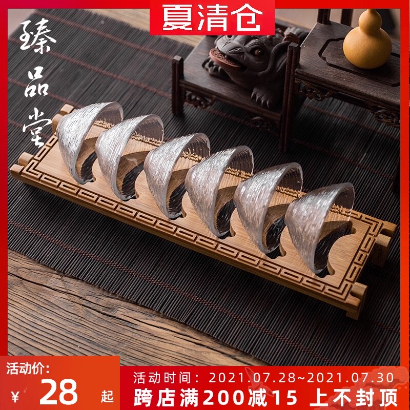 竹杯架 重竹凉杯架折叠茶杯托收纳沥架功夫茶具 茶道零