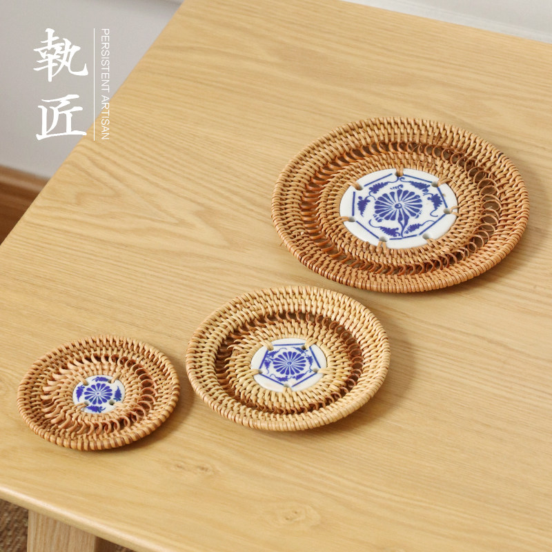 手工越南藤编杯垫餐垫碗垫茶具茶垫 风日式