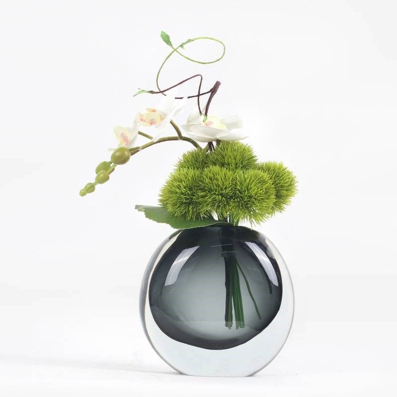 现代售楼处仿真绿植花艺玻璃插花洽谈桌样板房间