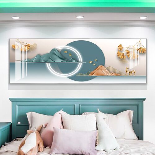 现代简约主次背景墙画象床头挂画软装壁画