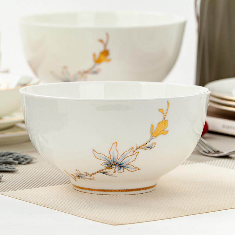 金岚玉唐山骨瓷4.5英寸直口澳式碗陶瓷米饭碗4.5港式小饭碗家用陶