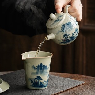 老陶泥复古茶壶泡茶家用陶v瓷功夫茶具手工冰裂釉小号过滤花茶单