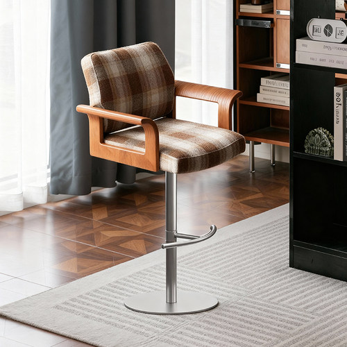 中古风可升降旋转吧台椅